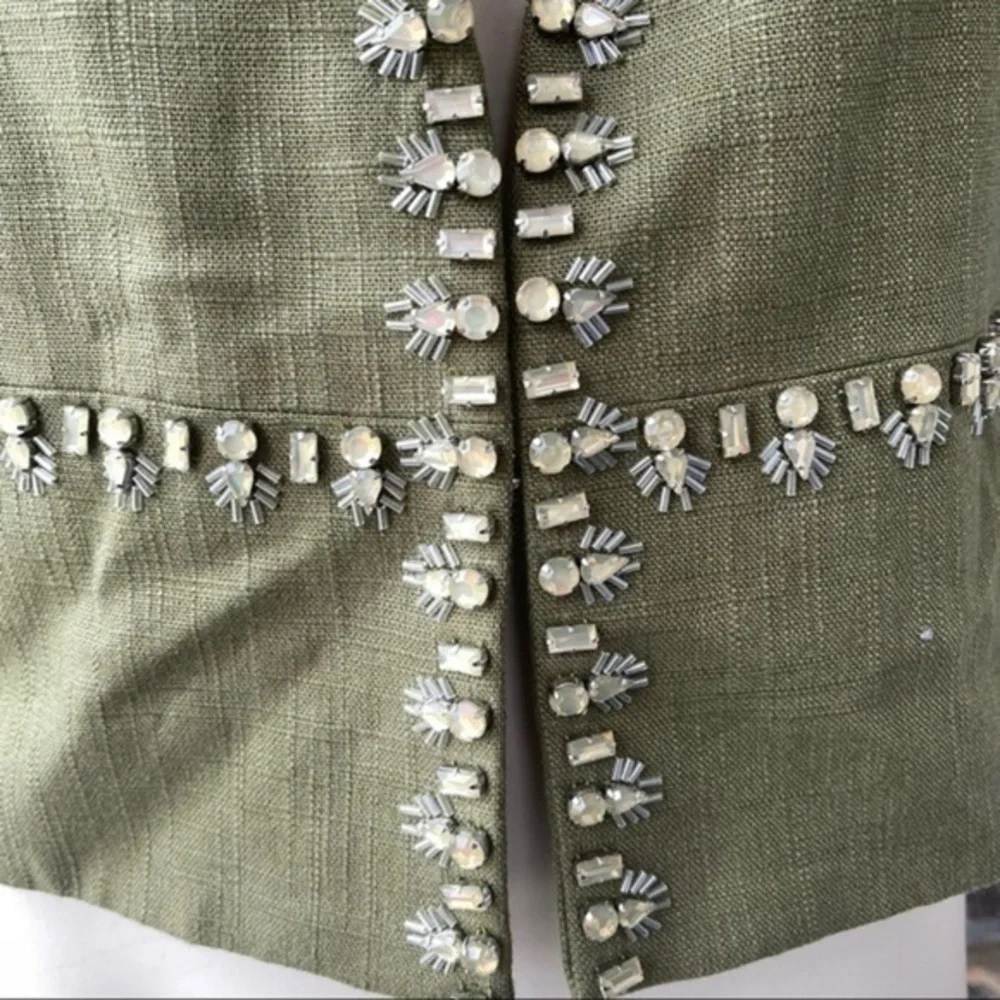 TORY BURCH ‘Avery’ Hills Embellished Linen Blend Jacket Size 8 NWT $525